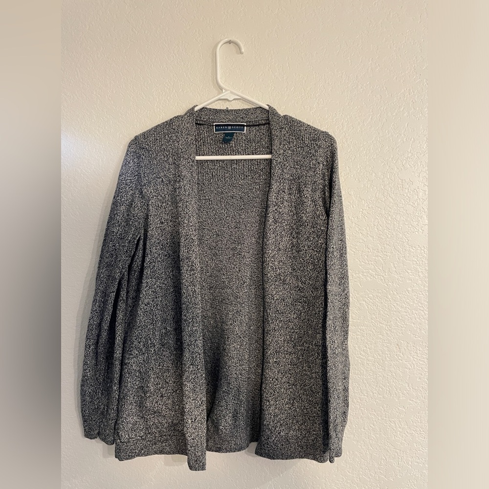 Karen Scott black and white open cardigan, woman’s size small